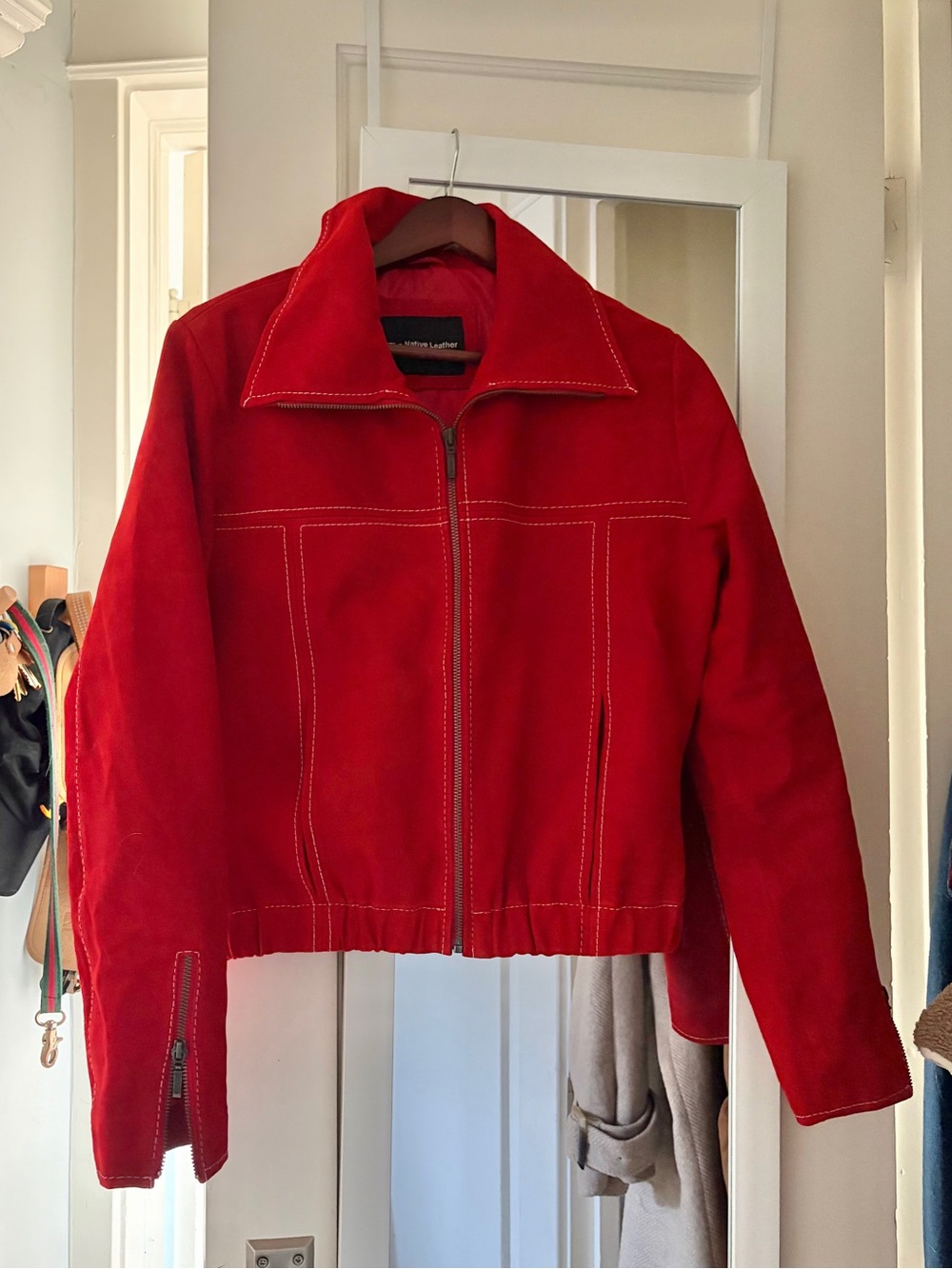 70s style Rust Suede Leather Jacket